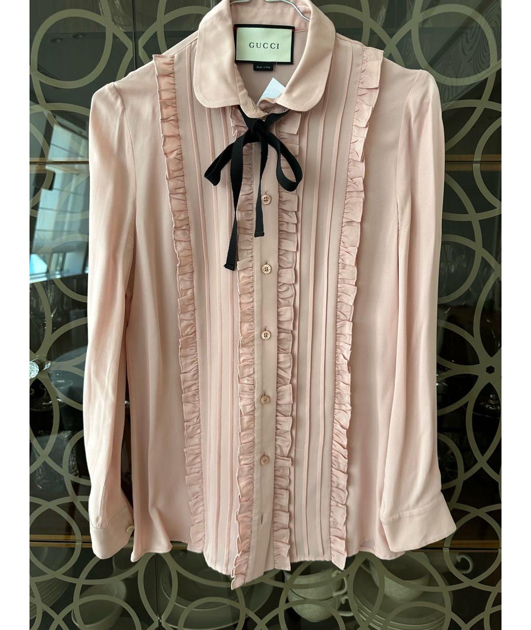 GUCCI Розовая шелковая блузы, фото 5