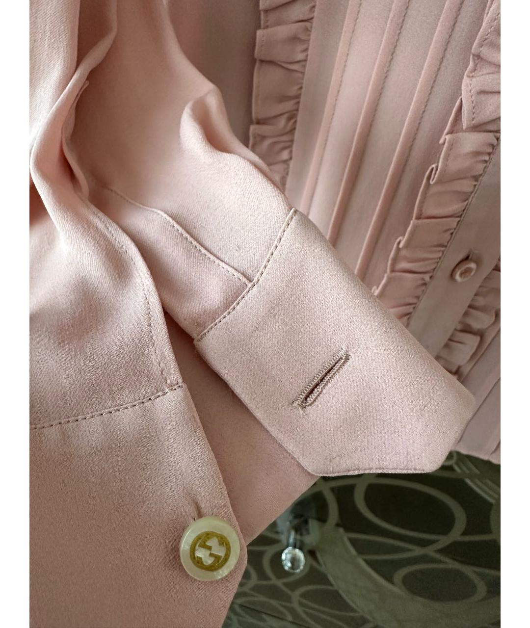 GUCCI Розовая шелковая блузы, фото 4