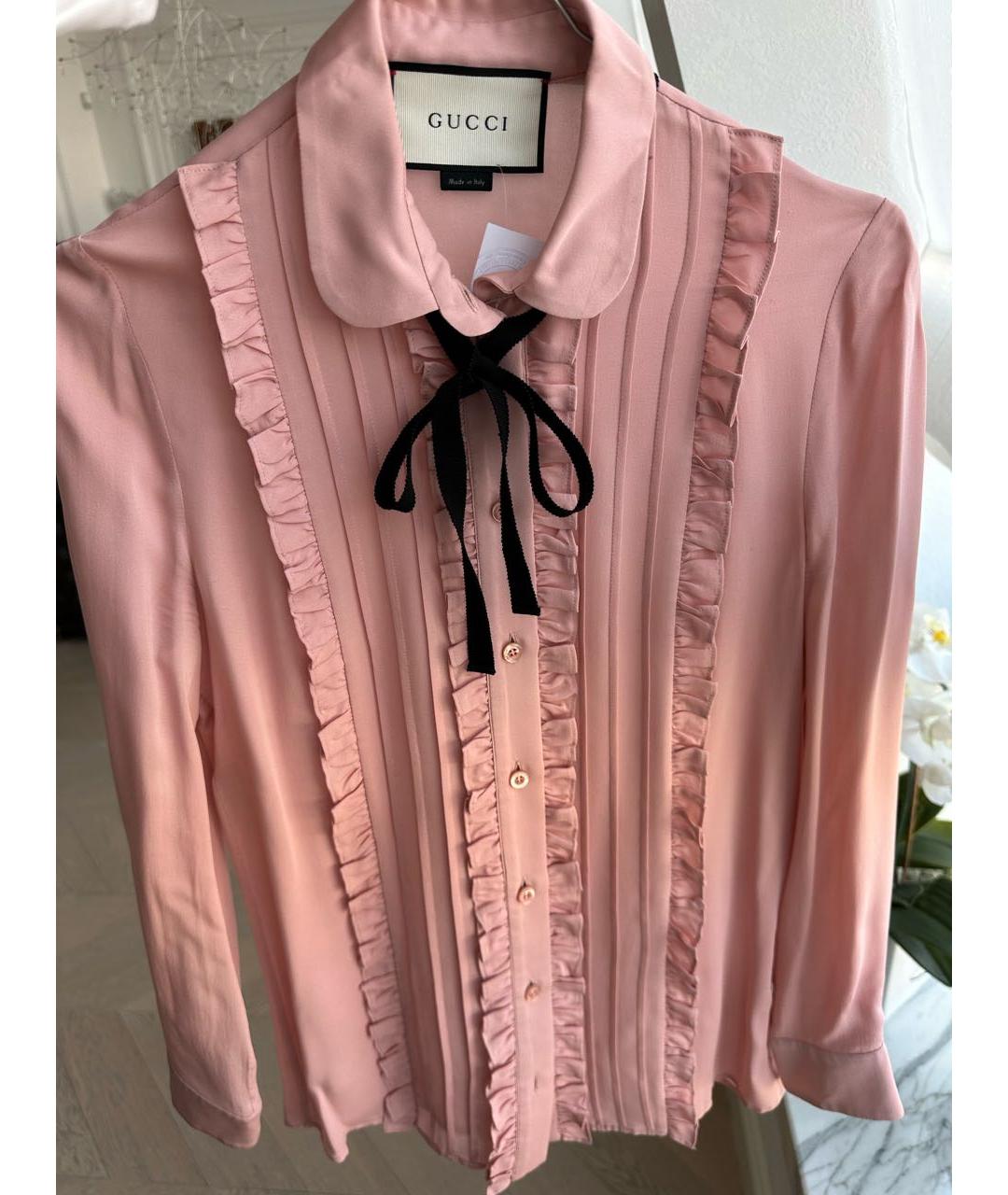 GUCCI Розовая шелковая блузы, фото 2