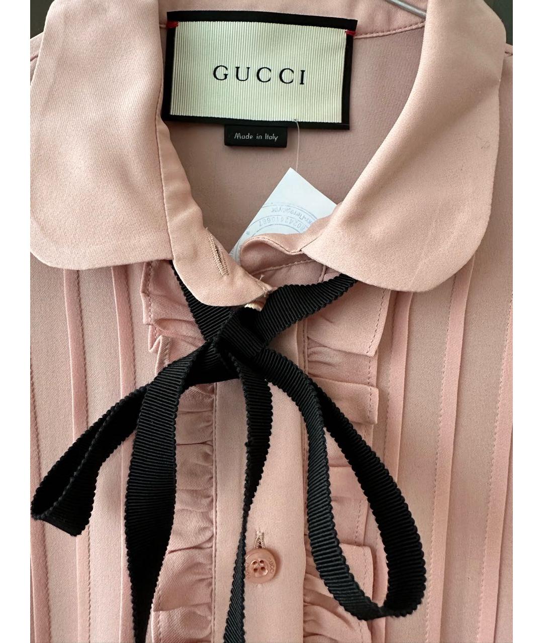 GUCCI Розовая шелковая блузы, фото 3