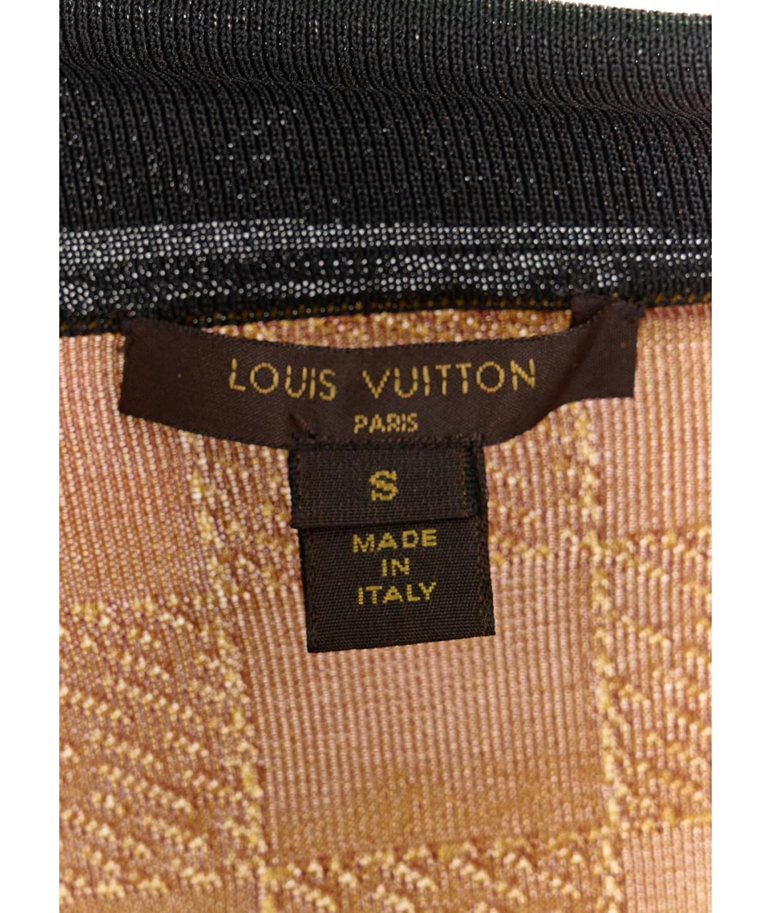LOUIS VUITTON PRE-OWNED Золотая шелковая футболка, фото 3