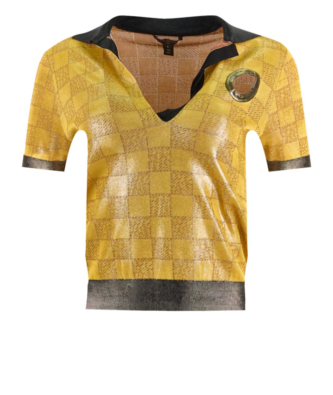 LOUIS VUITTON PRE-OWNED Золотая шелковая футболка, фото 1