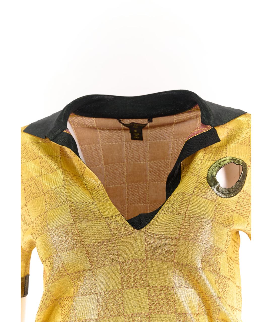 LOUIS VUITTON PRE-OWNED Золотая шелковая футболка, фото 4