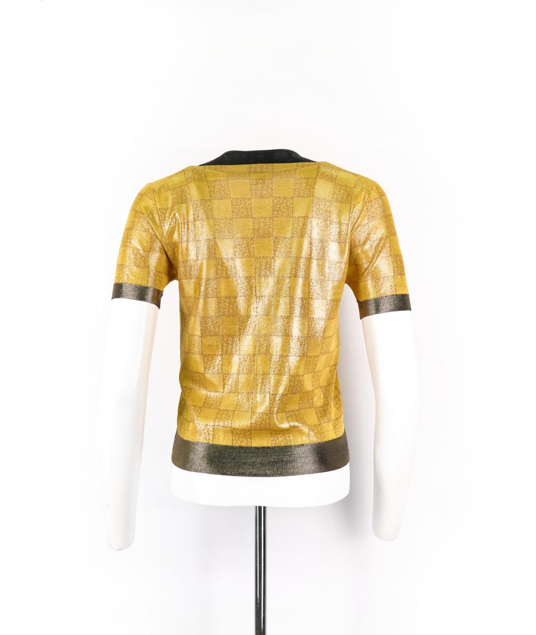 LOUIS VUITTON PRE-OWNED Золотая шелковая футболка, фото 2