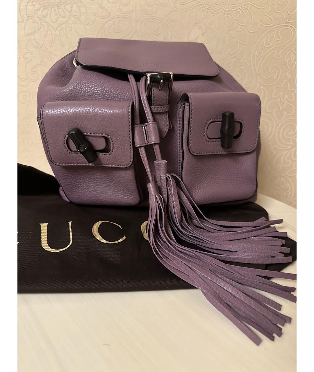 GUCCI Фиолетовый кожаный рюкзак, фото 4