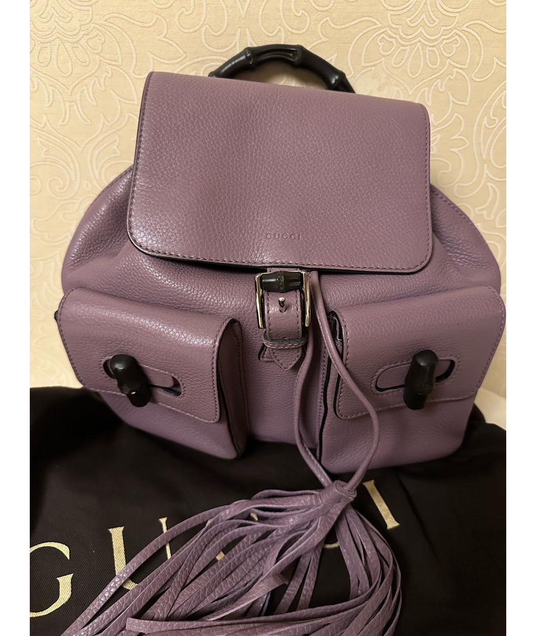 GUCCI Фиолетовый кожаный рюкзак, фото 5