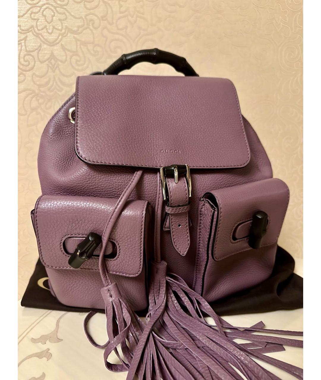 GUCCI Фиолетовый кожаный рюкзак, фото 6