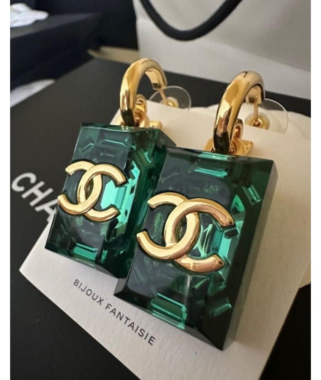 CHANEL PRE-OWNED Зеленые серьги, фото 2