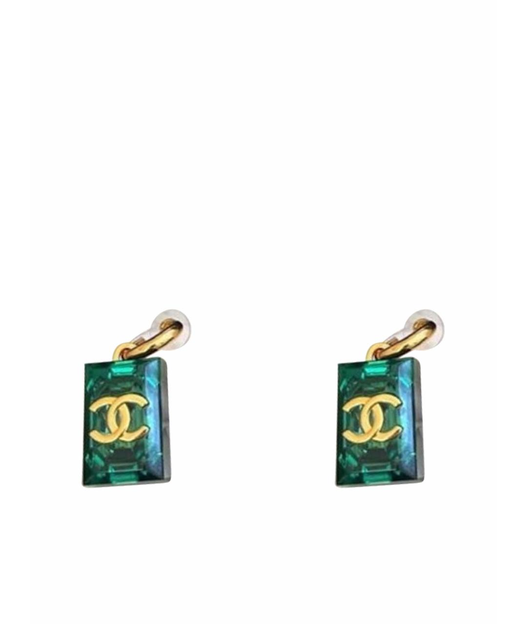 CHANEL PRE-OWNED Зеленые серьги, фото 1