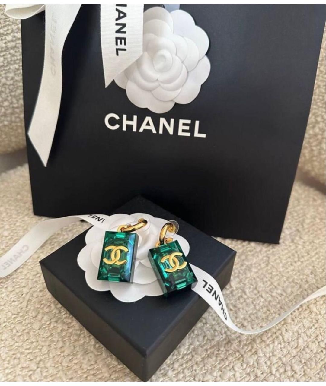 CHANEL PRE-OWNED Зеленые серьги, фото 5