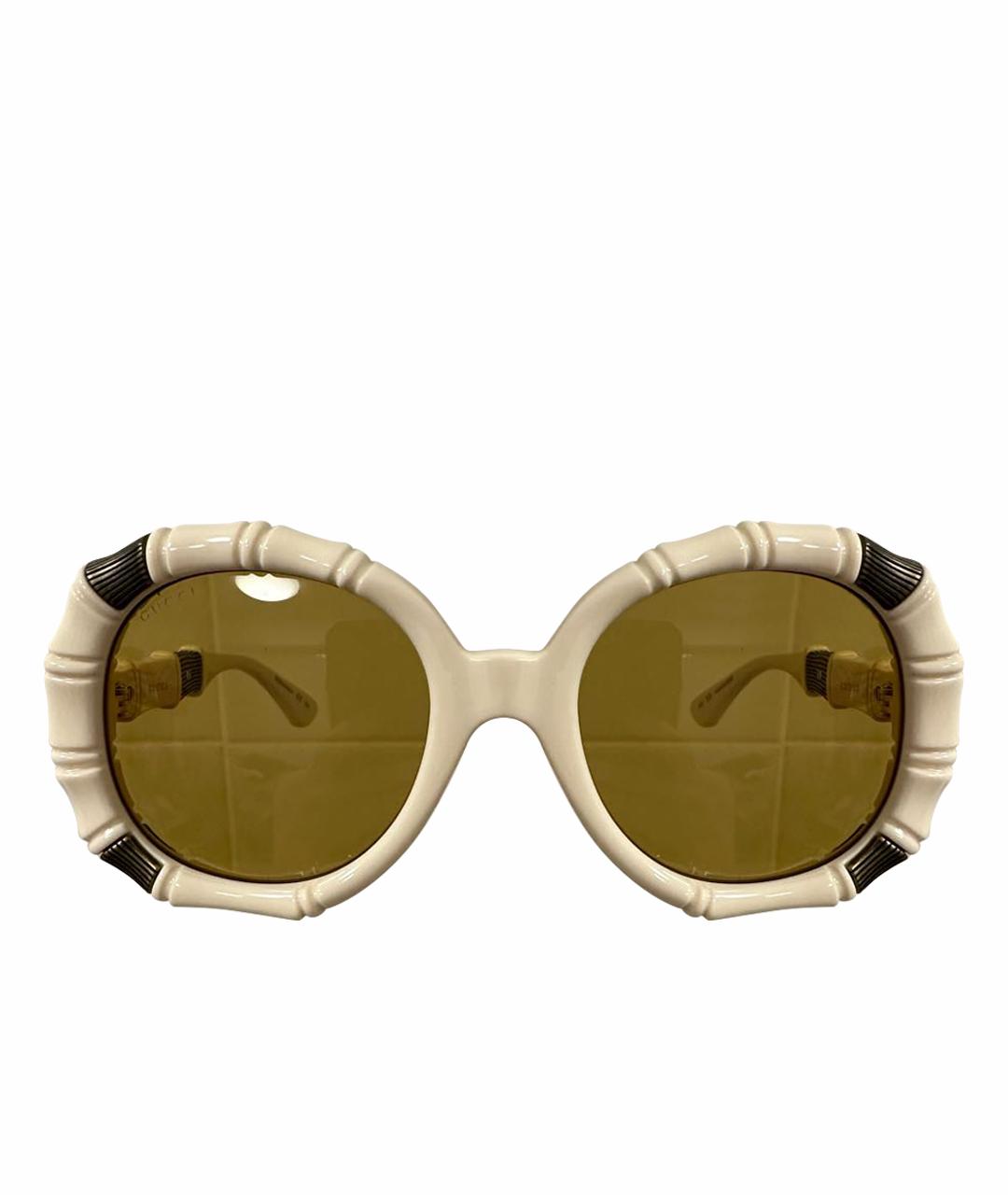 GUCCI Бежевые пластиковые солнцезащитные очки, фото 1