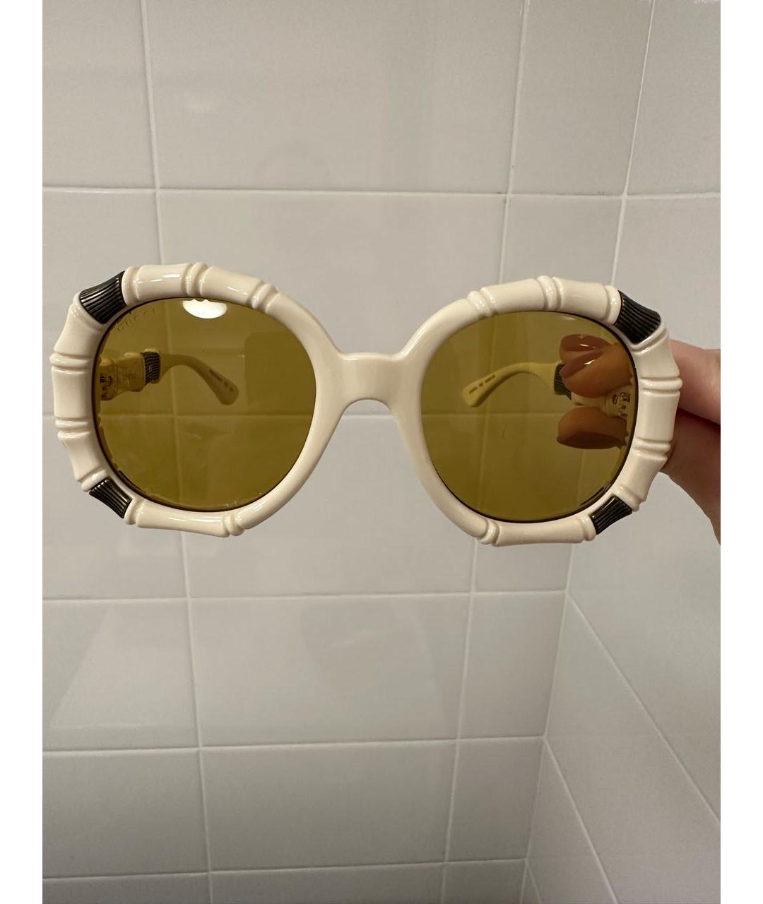 GUCCI Бежевые пластиковые солнцезащитные очки, фото 7
