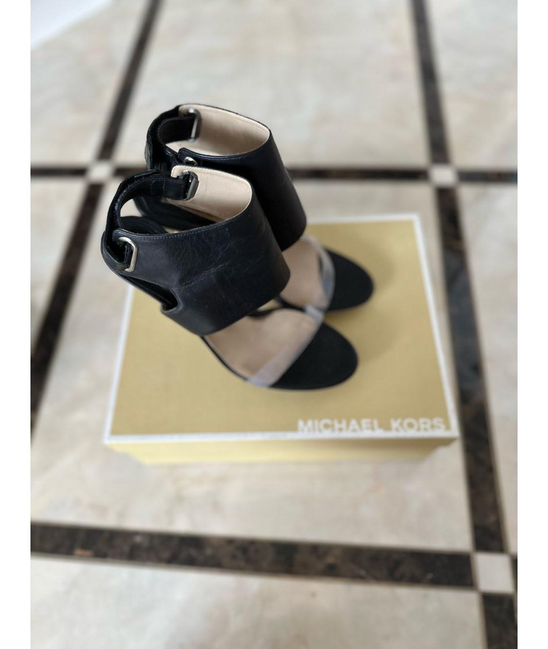 MICHAEL KORS Черные кожаные босоножки, фото 6