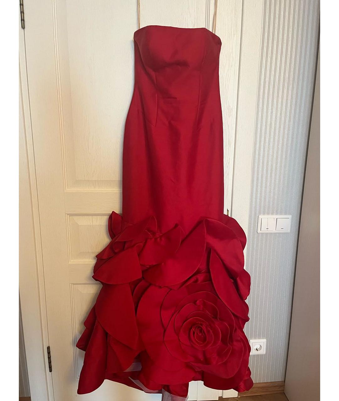 TARIK EDIZ Красное полиэстеровое вечернее платье, фото 6