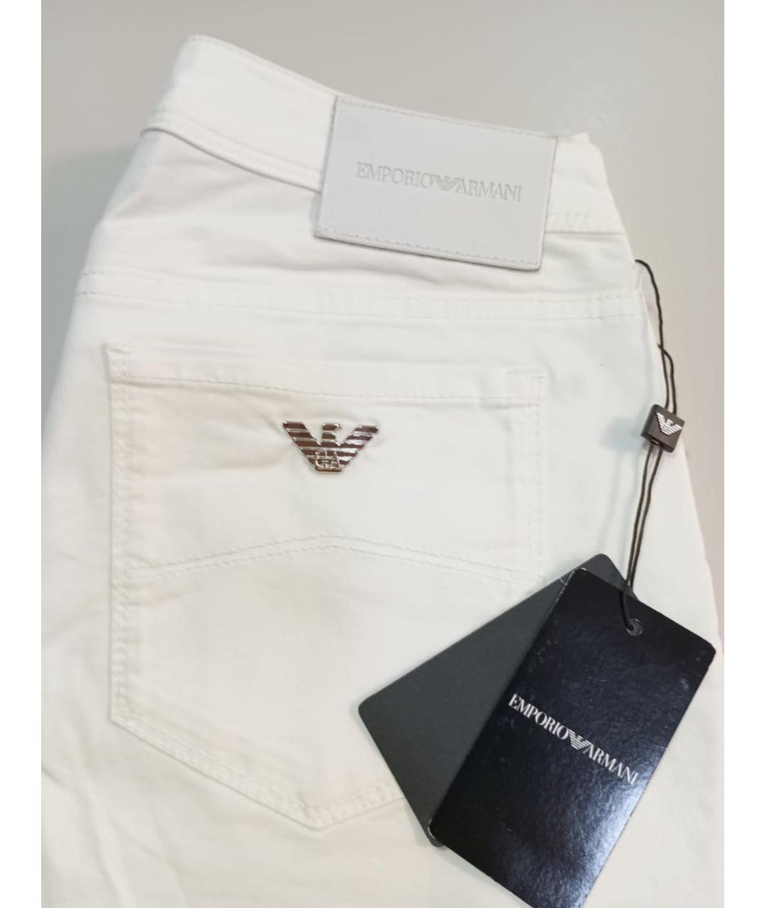 EMPORIO ARMANI Белые хлопковые джинсы слим, фото 4