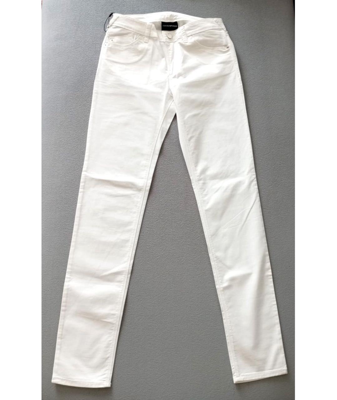 EMPORIO ARMANI Белые хлопковые джинсы слим, фото 5