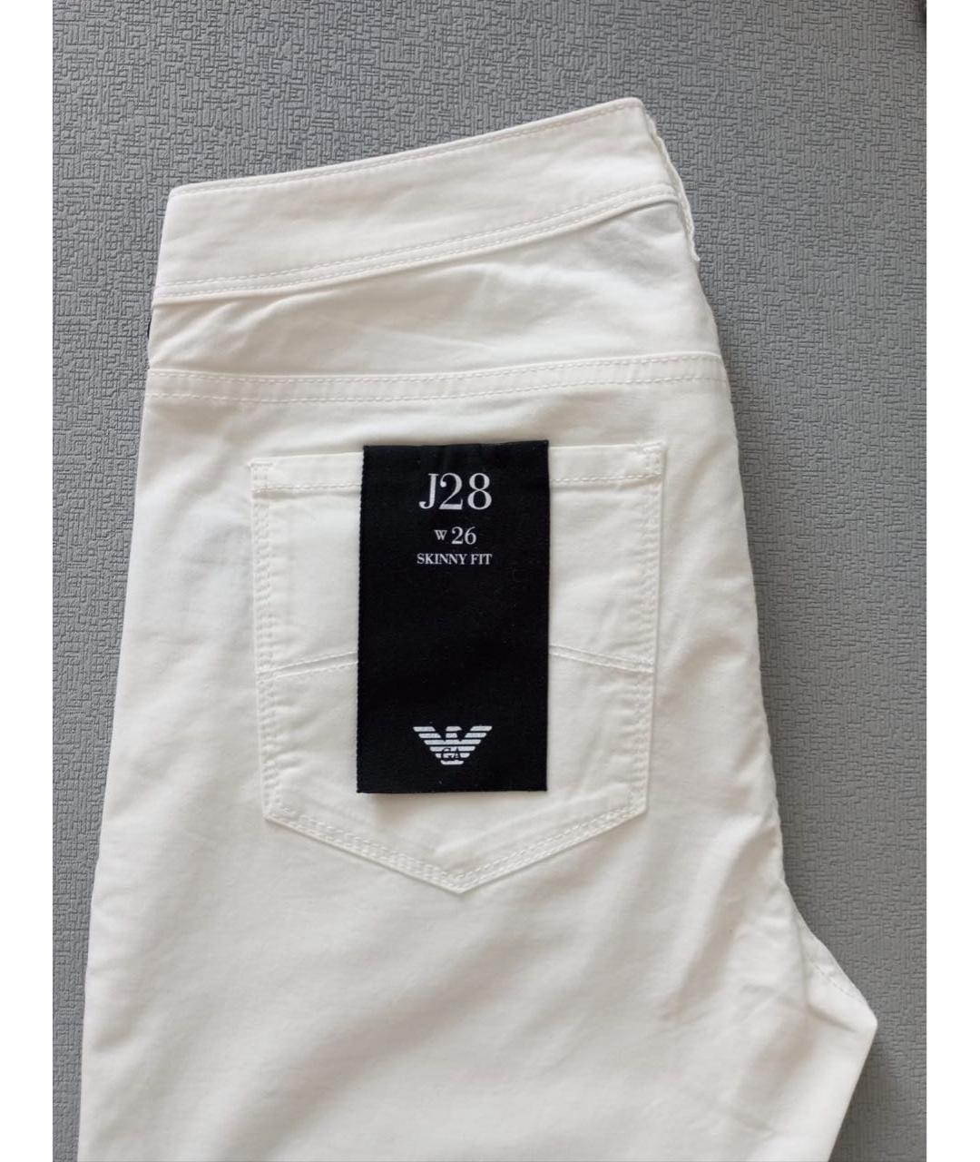 EMPORIO ARMANI Белые хлопковые джинсы слим, фото 3