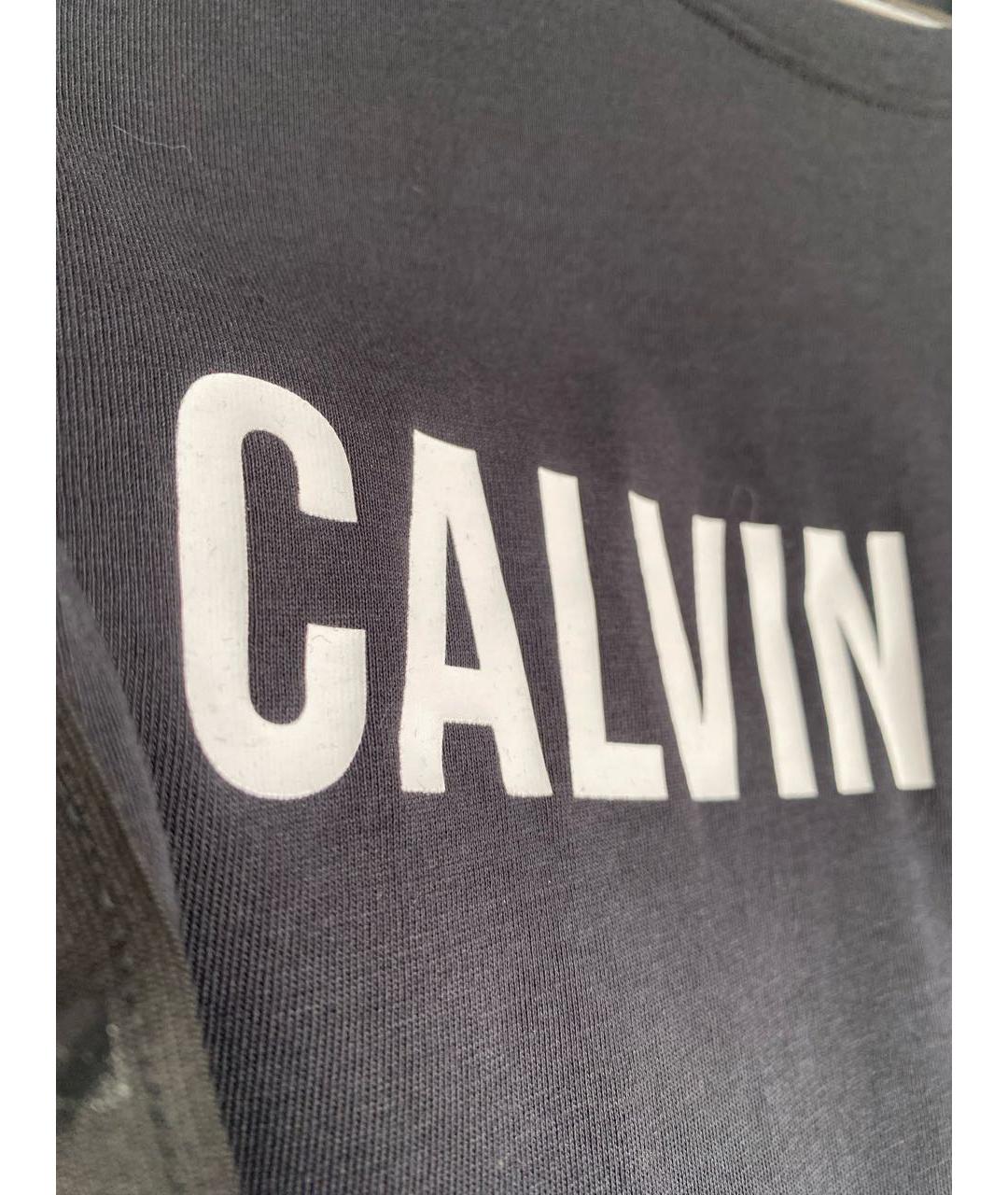 CALVIN KLEIN Черная хлопко-эластановая футболка, фото 6