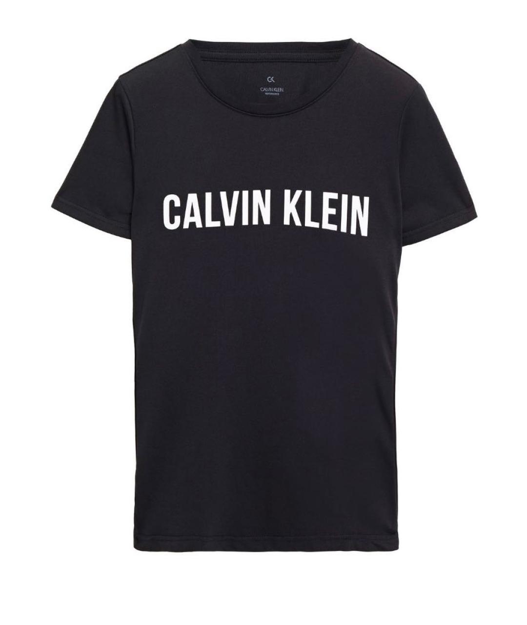 CALVIN KLEIN Черная хлопко-эластановая футболка, фото 1