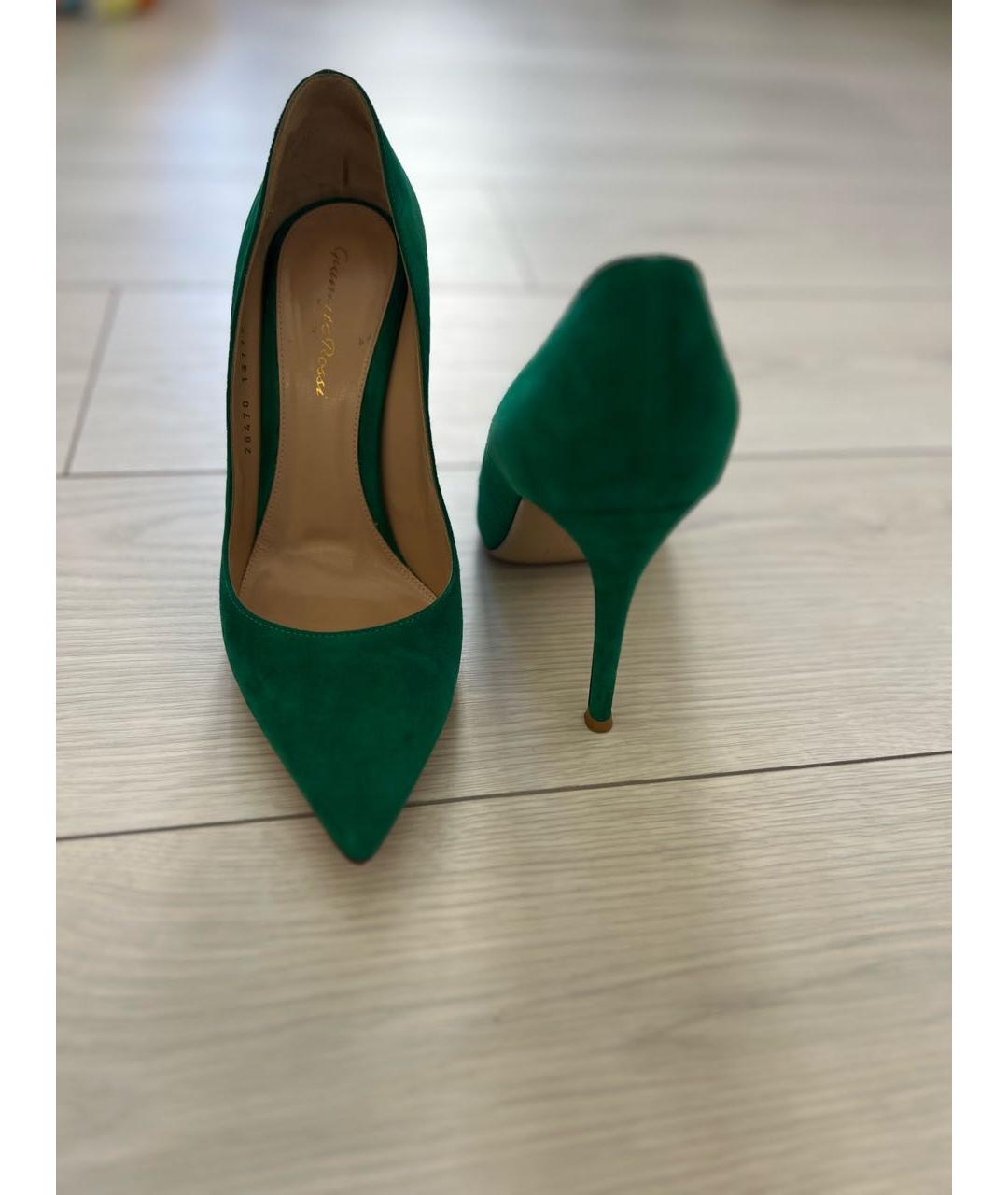 GIANVITO ROSSI Зеленые замшевые туфли, фото 5