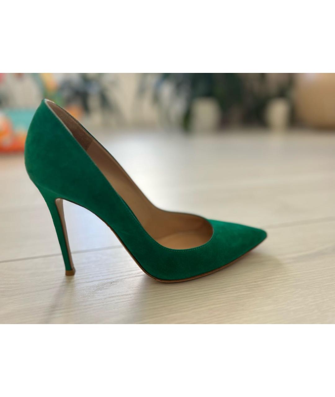 GIANVITO ROSSI Зеленые замшевые туфли, фото 7