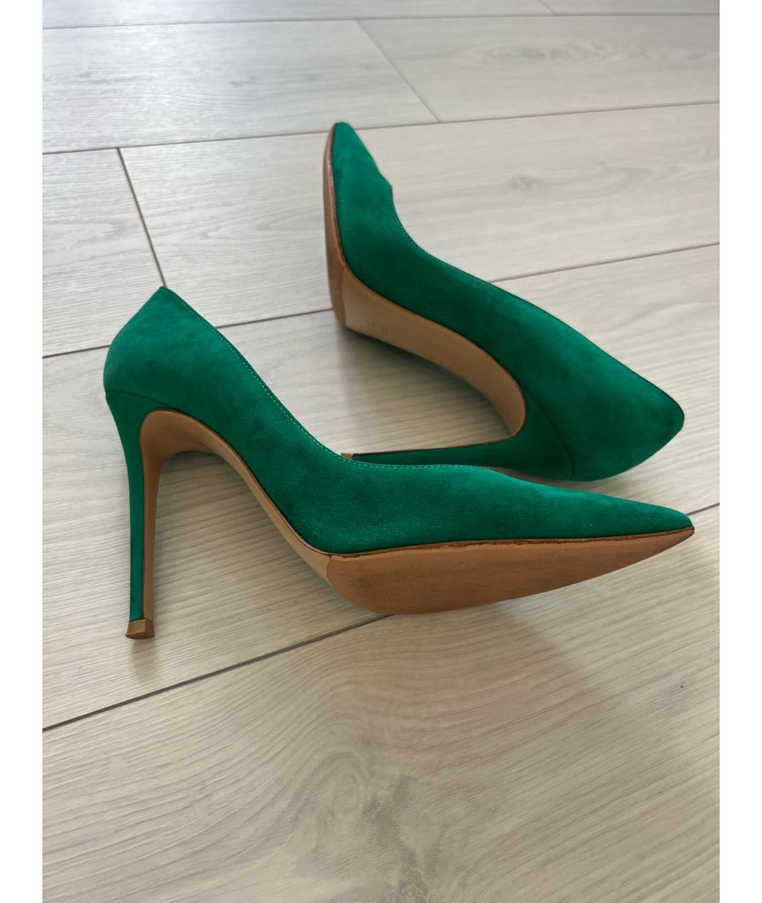 GIANVITO ROSSI Зеленые замшевые туфли, фото 6
