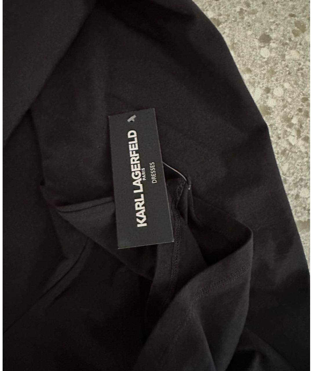 KARL LAGERFELD Черное хлопко-эластановое повседневное платье, фото 6