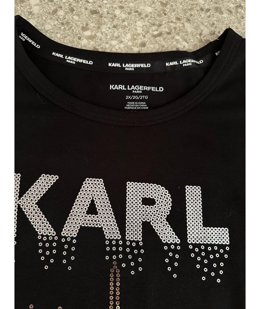 KARL LAGERFELD Черное хлопко-эластановое повседневное платье, фото 8