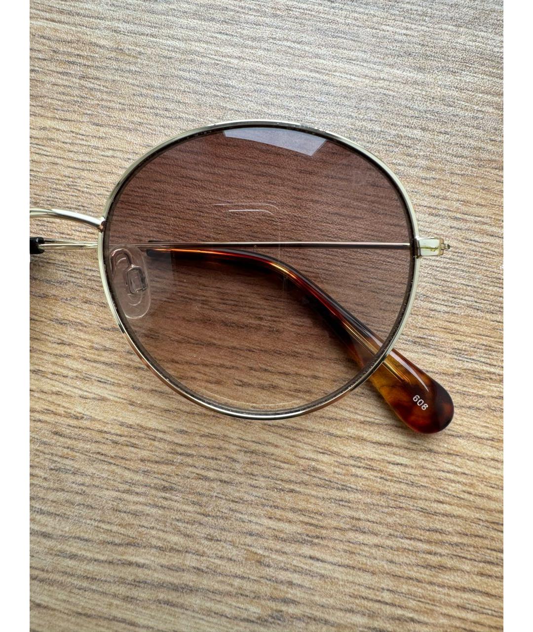DIANE VON FURSTENBERG Золотые металлические солнцезащитные очки, фото 3