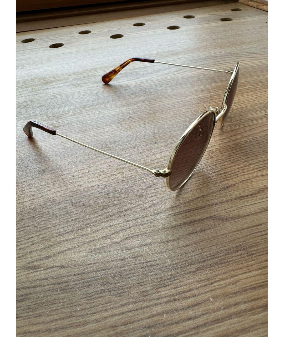 DIANE VON FURSTENBERG Золотые металлические солнцезащитные очки, фото 2