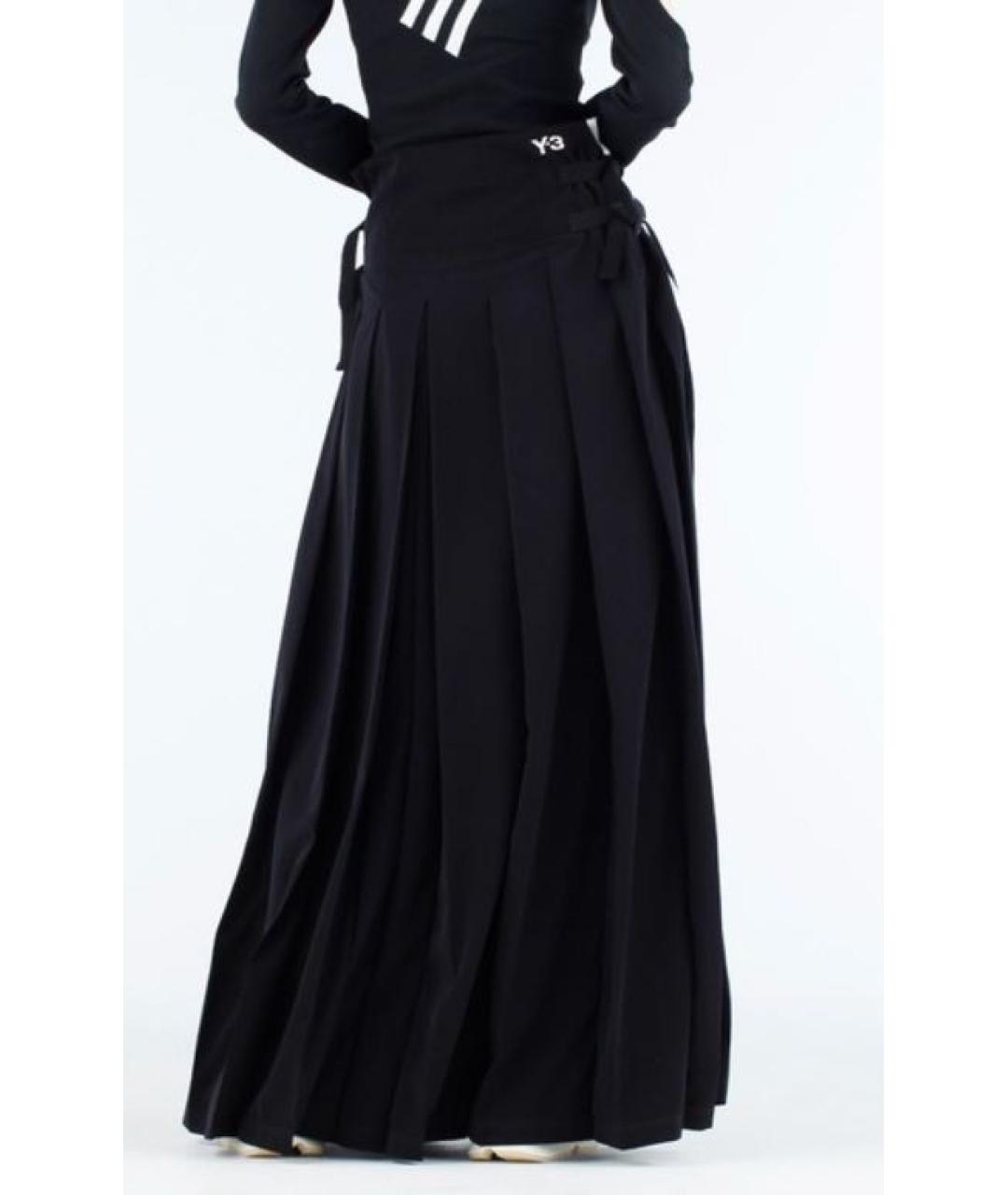 Y-3 Черная полиэстеровая юбка макси, фото 4