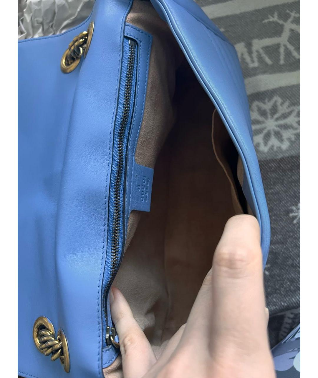 GUCCI Голубая кожаная сумка через плечо, фото 4