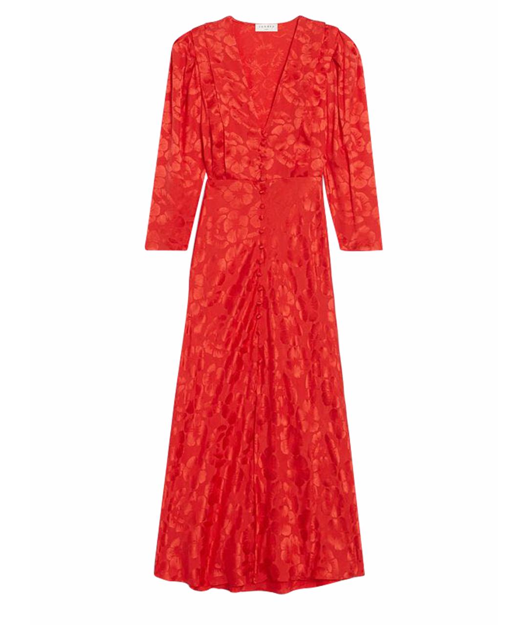 SANDRO Красное шелковое повседневное платье, фото 1