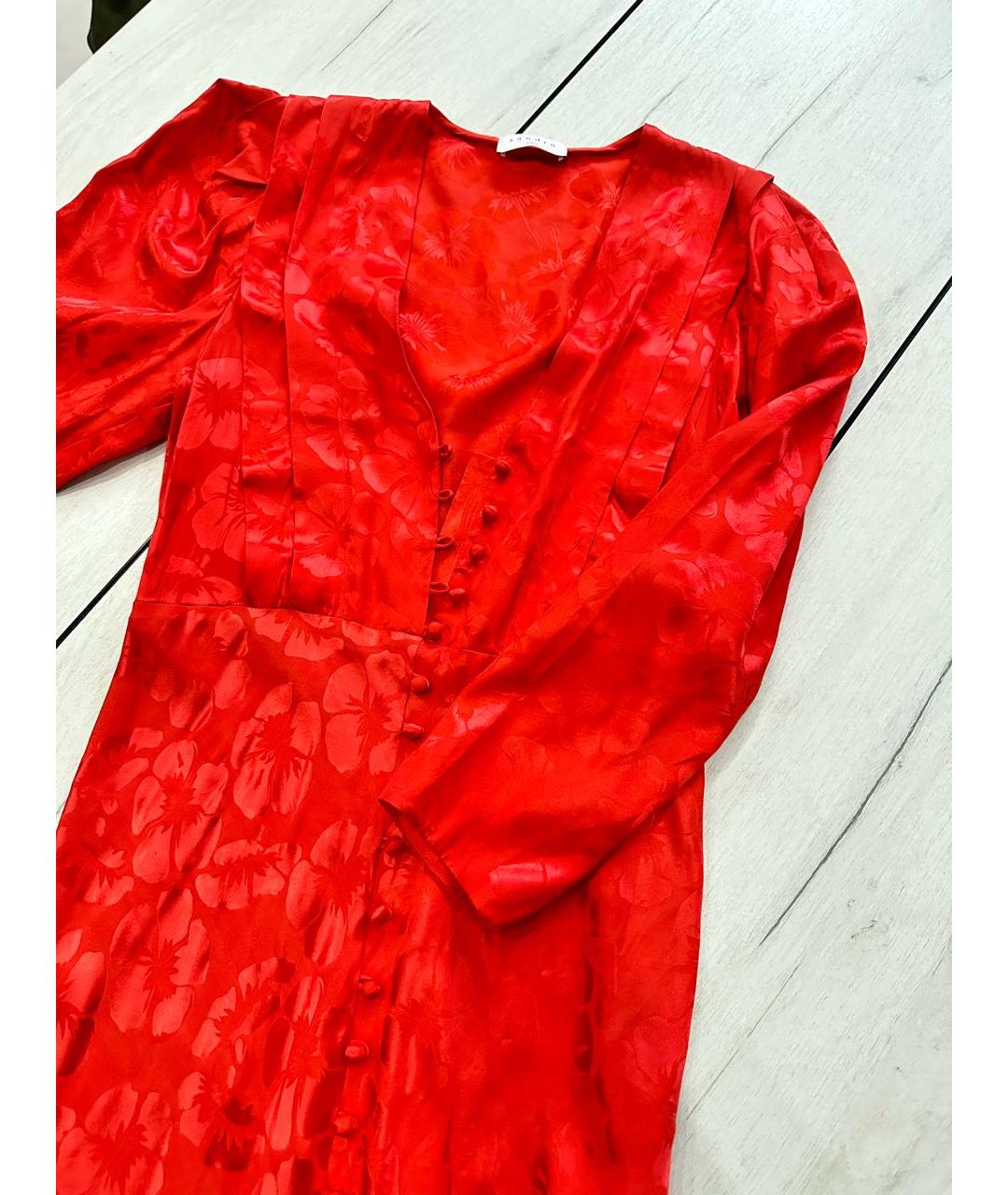 SANDRO Красное шелковое повседневное платье, фото 7