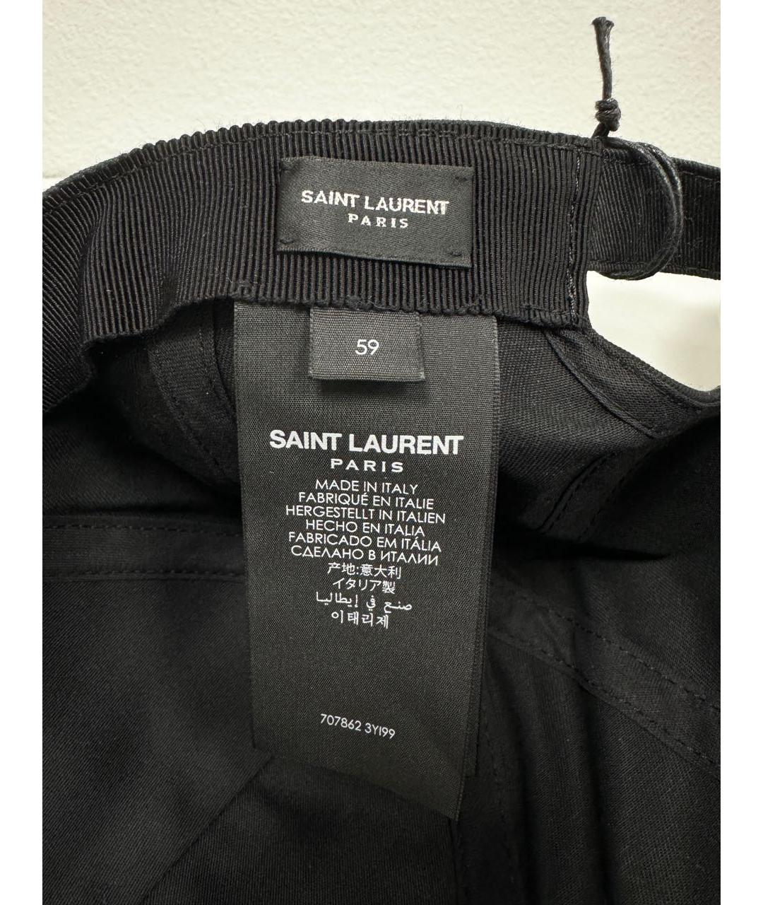 SAINT LAURENT Черная хлопковая кепка, фото 7