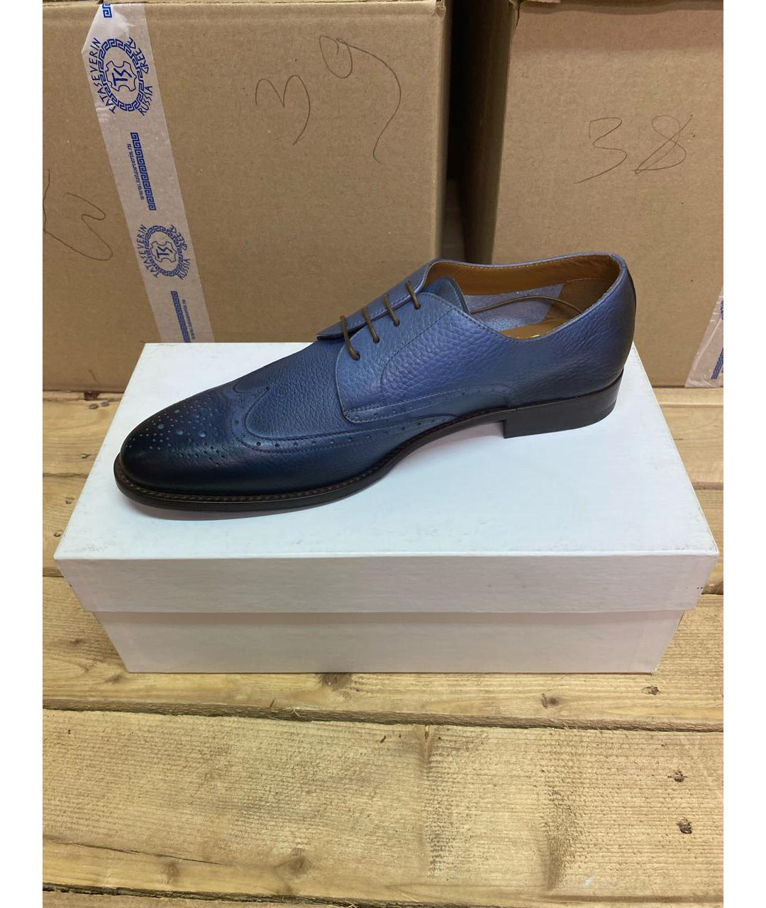 DOUCAL'S Синие кожаные туфли, фото 4
