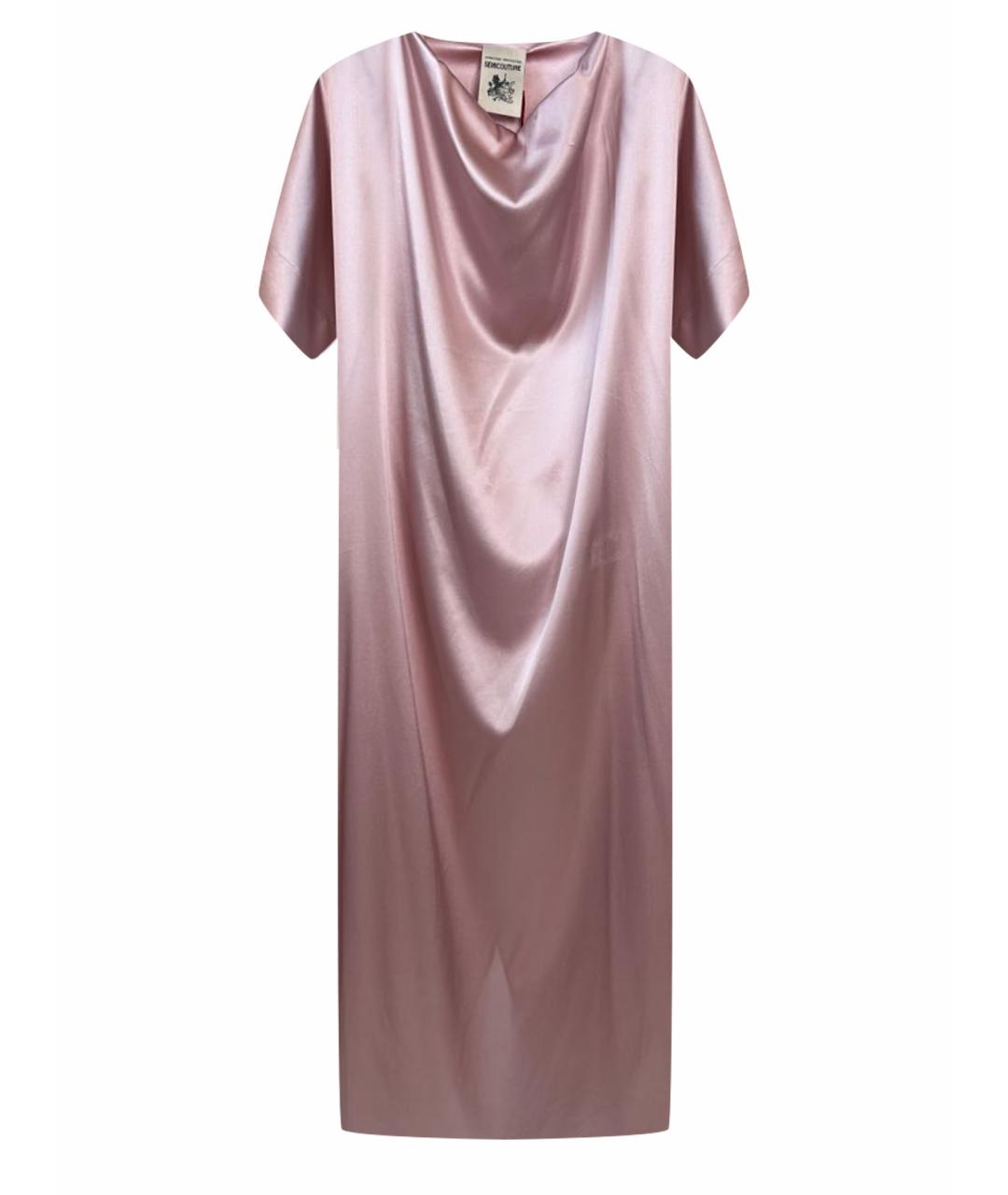 SEMICOUTURE Розовое шелковое коктейльное платье, фото 1