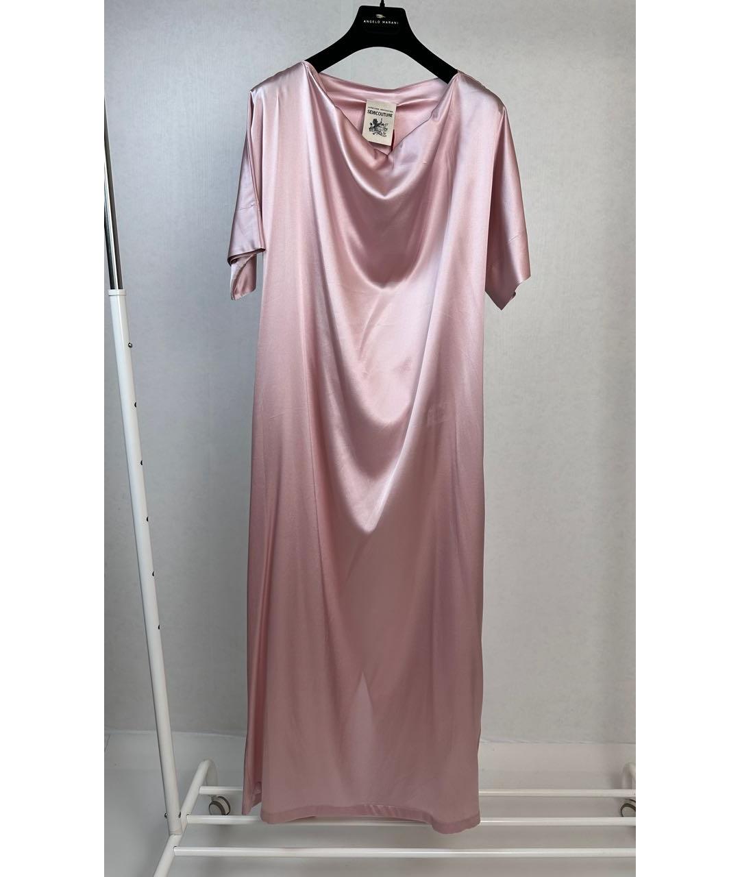 SEMICOUTURE Розовое шелковое коктейльное платье, фото 9