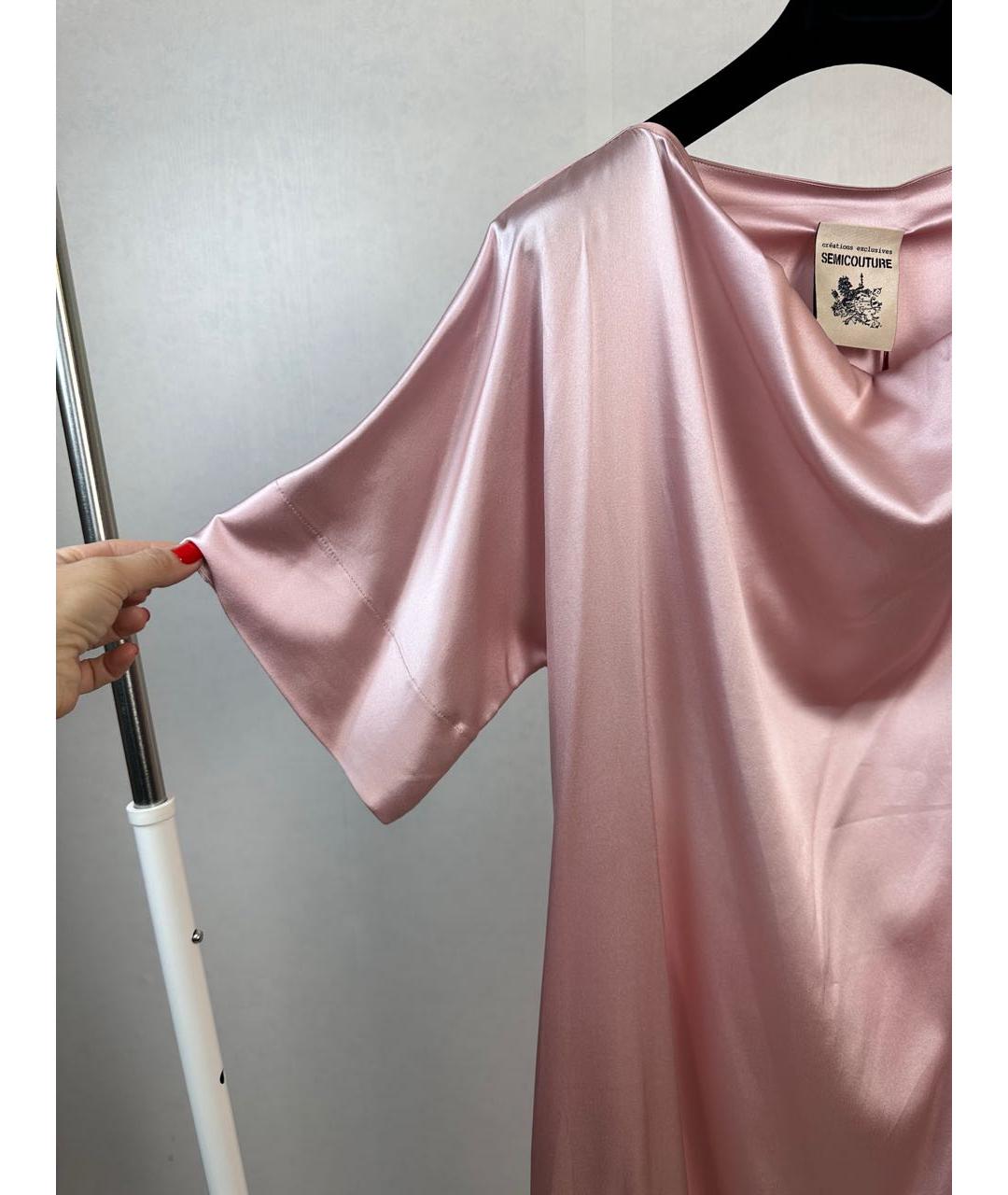 SEMICOUTURE Розовое шелковое коктейльное платье, фото 8