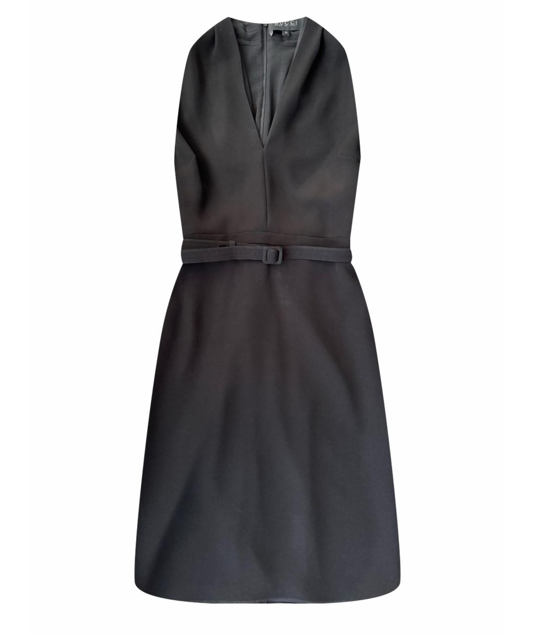 GUCCI Черное шелковое коктейльное платье, фото 1