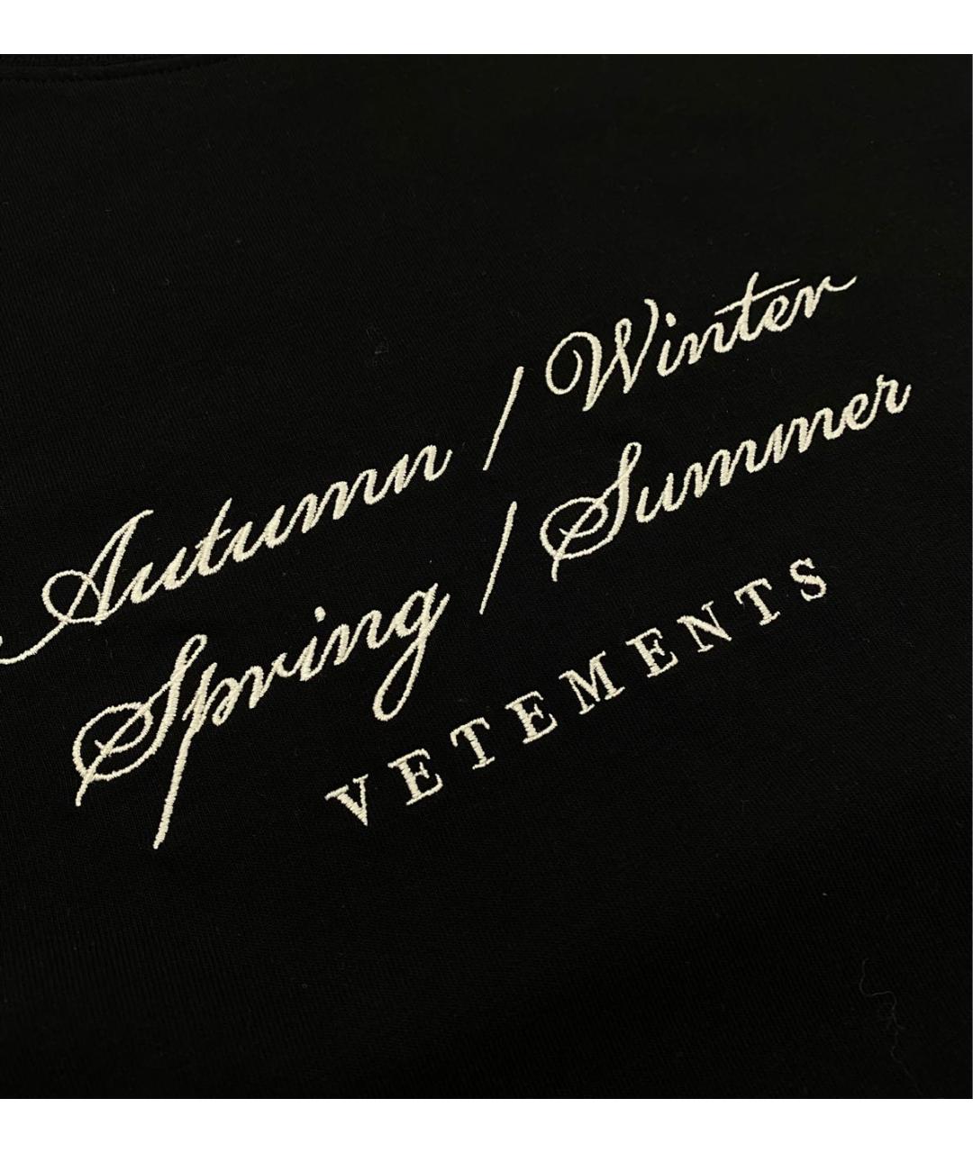 VETEMENTS Черная хлопко-эластановая футболка, фото 2