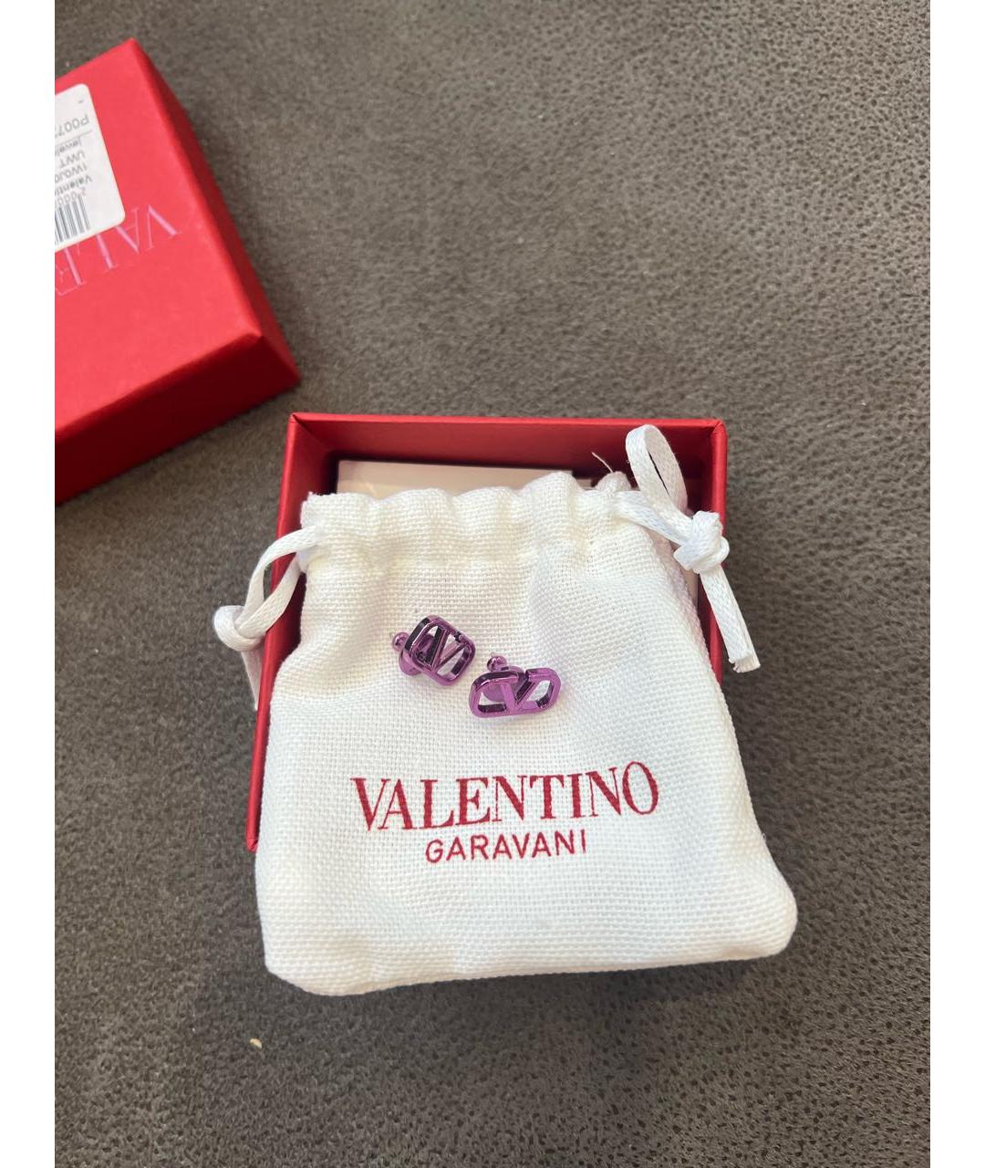 VALENTINO Фиолетовые металлические серьги, фото 2