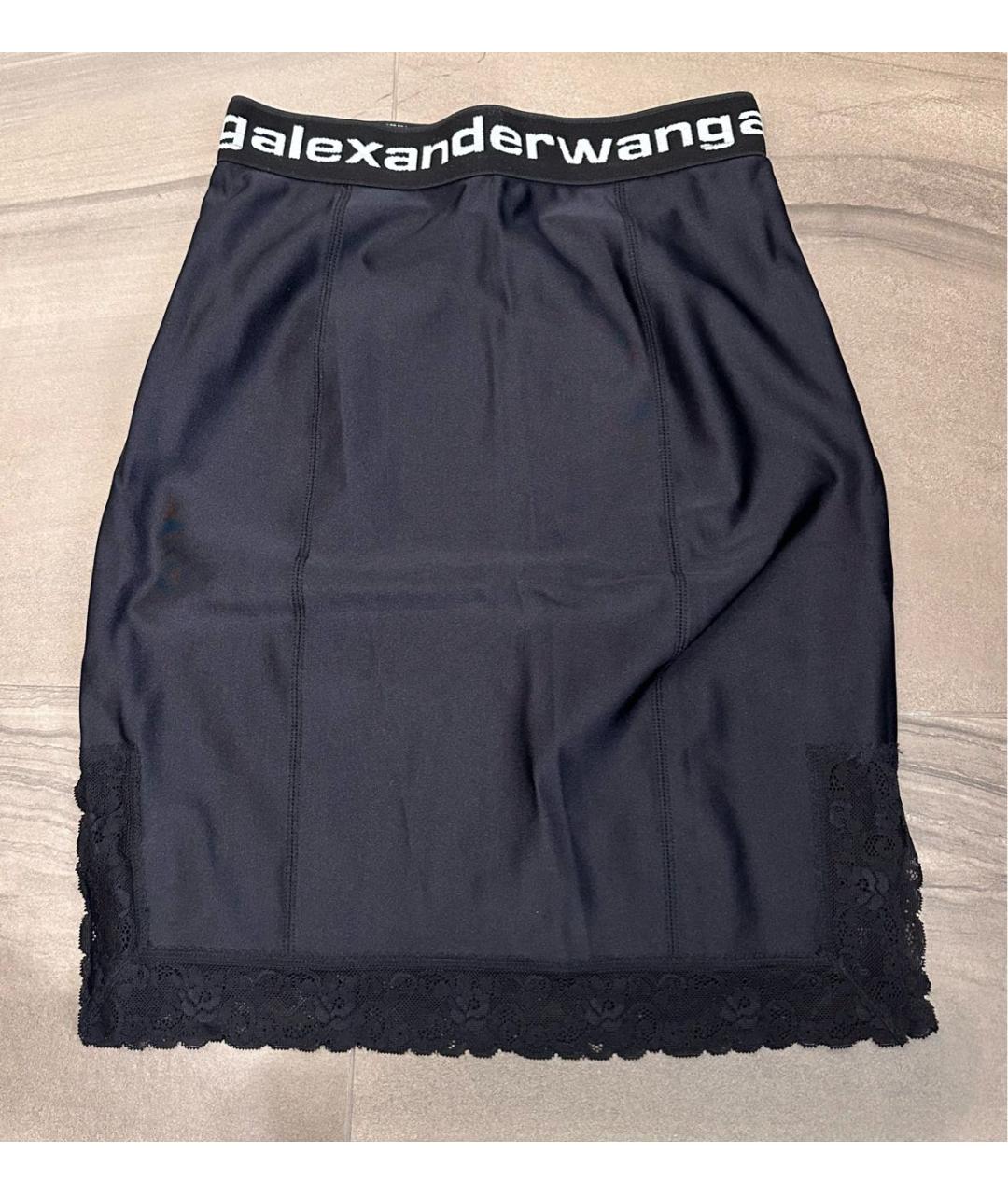 T BY ALEXANDER WANG Черная полиамидовая юбка мини, фото 5