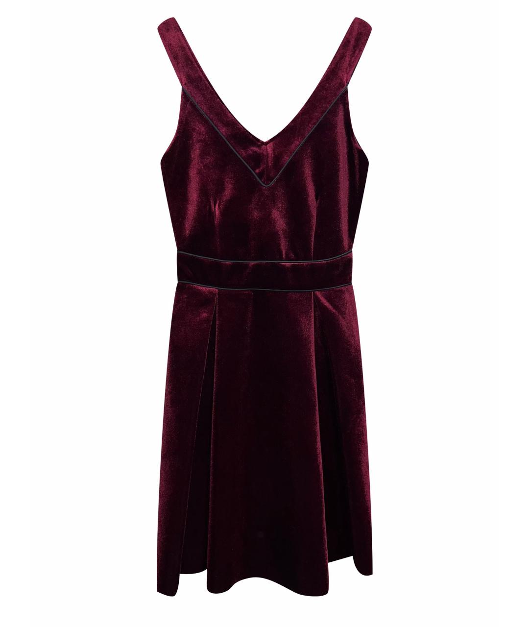 MAJE Бордовое бархатное коктейльное платье, фото 1