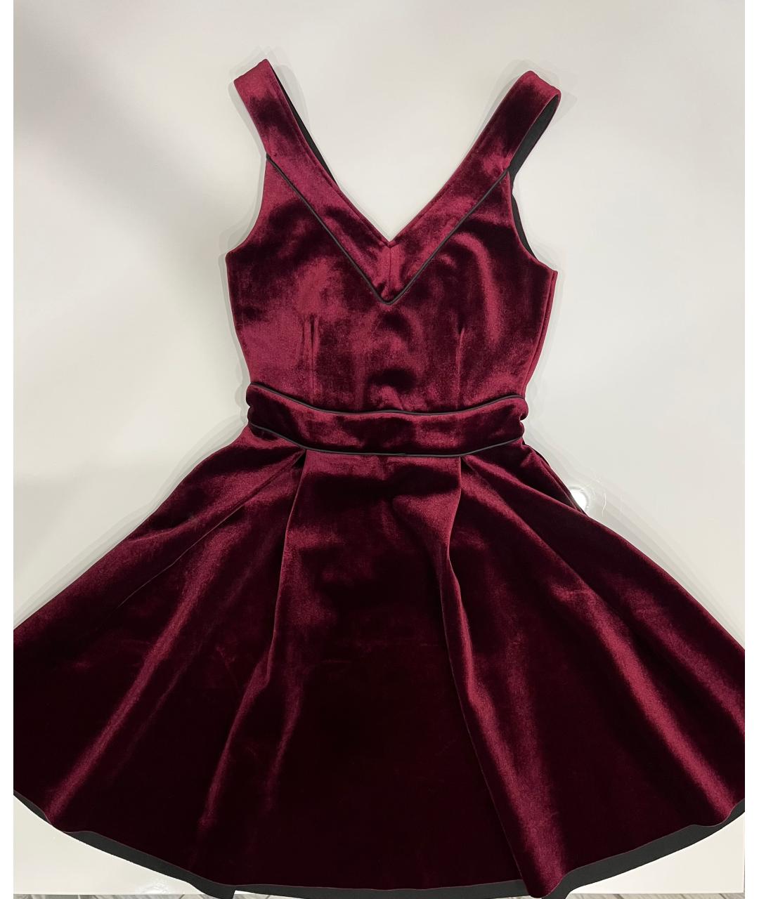 MAJE Бордовое бархатное коктейльное платье, фото 3