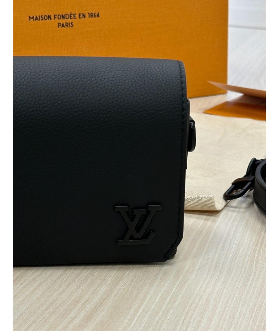 LOUIS VUITTON PRE-OWNED Черная кожаная сумка на плечо, фото 4