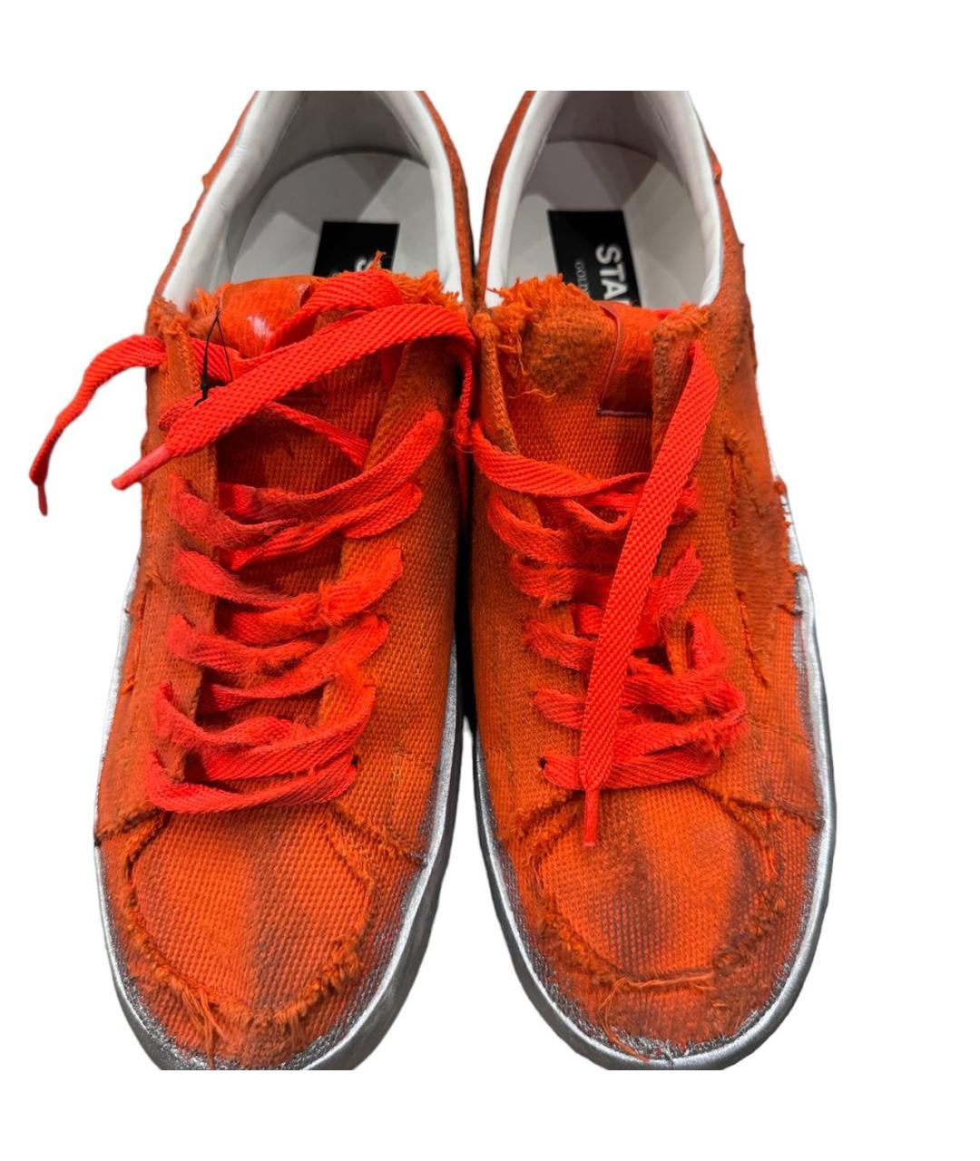 GOLDEN GOOSE DELUXE BRAND Оранжевое текстильные низкие кроссовки / кеды, фото 2