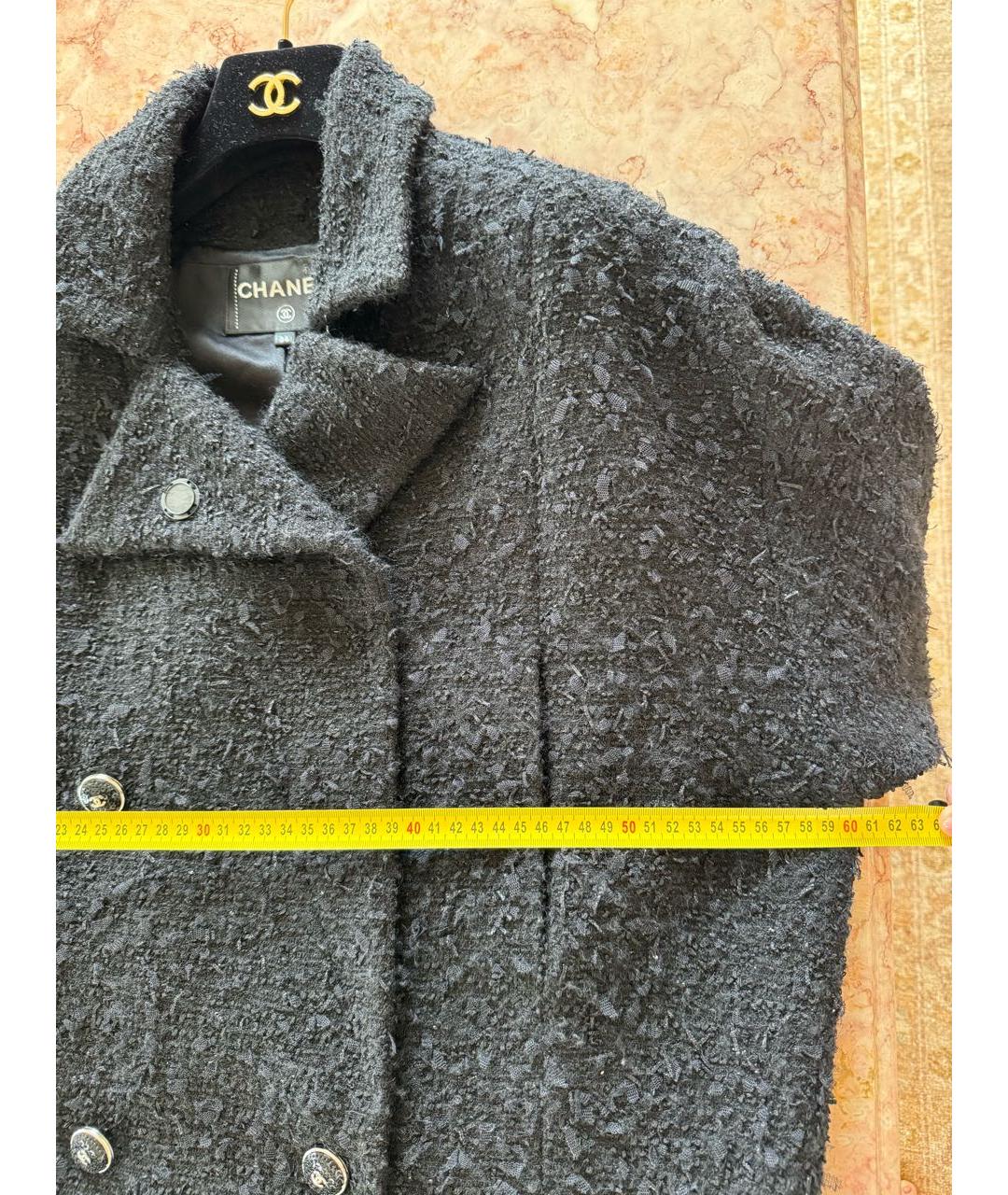 CHANEL Черное шерстяное пальто, фото 5