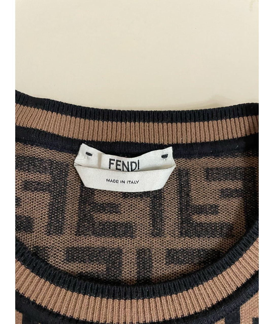 FENDI Коричневый вискозный джемпер / свитер, фото 5