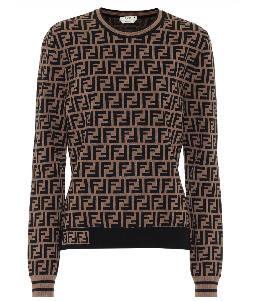 FENDI Коричневый вискозный джемпер / свитер, фото 1